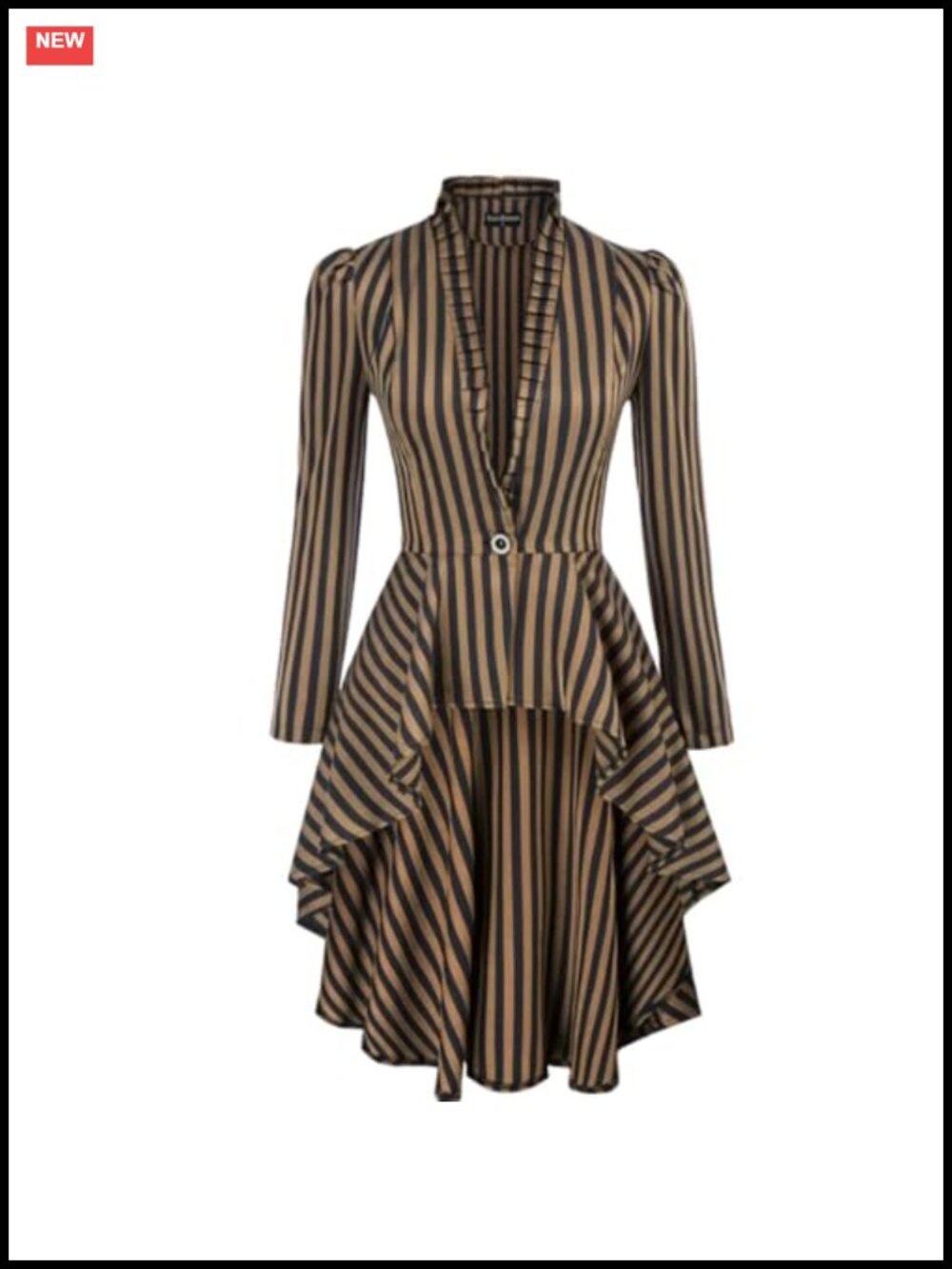 Steampunk Victorian Gothic Striped Long Puff Sleeve Blazer Jacket